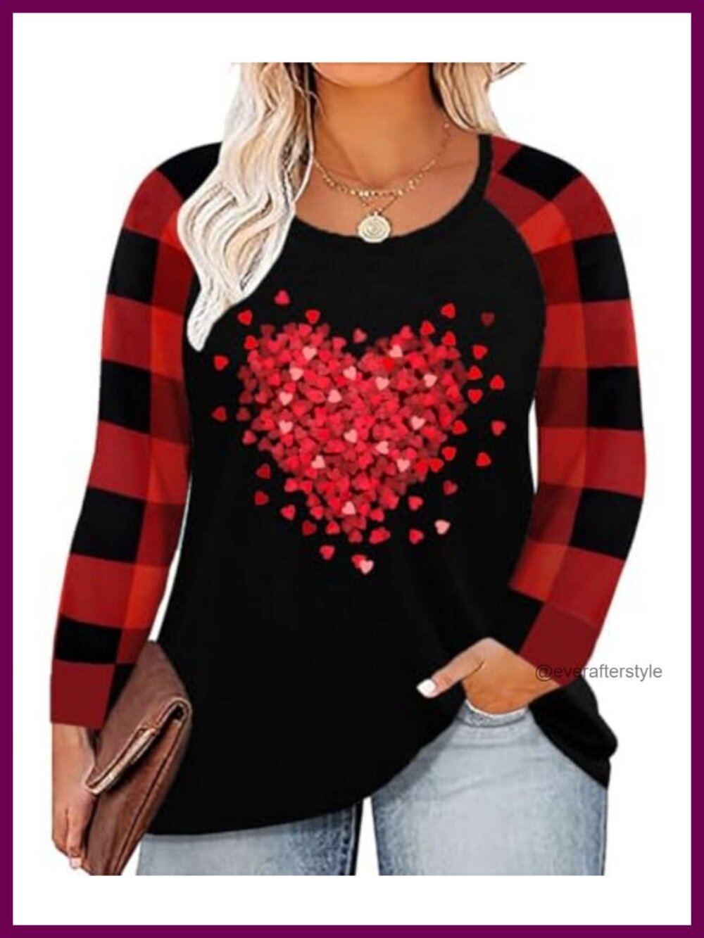Plus Size Cute Valentine Love Heart Graphic Long Sleeve T-Shirt Oversize Tee